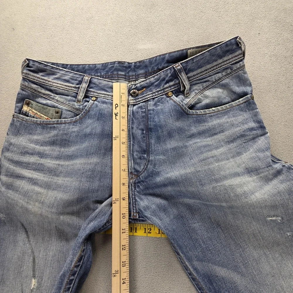 Diesel Jeans Mens 33x34 Blue Iakop Regular Slim Tapered Button Fly 0805Q